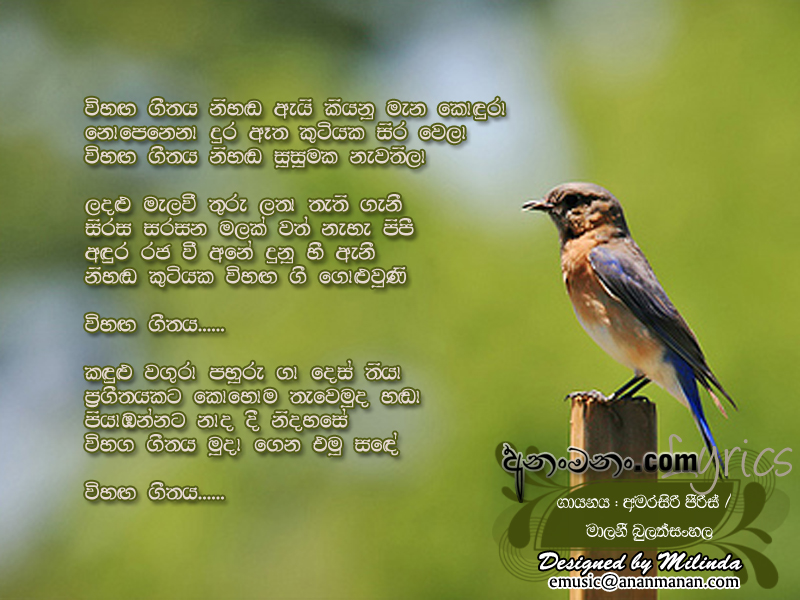 Wihaga Geethaya Nihada Ay Kiyanu  Mana Kodura - Amarasiri Peiris Sinhala Lyric